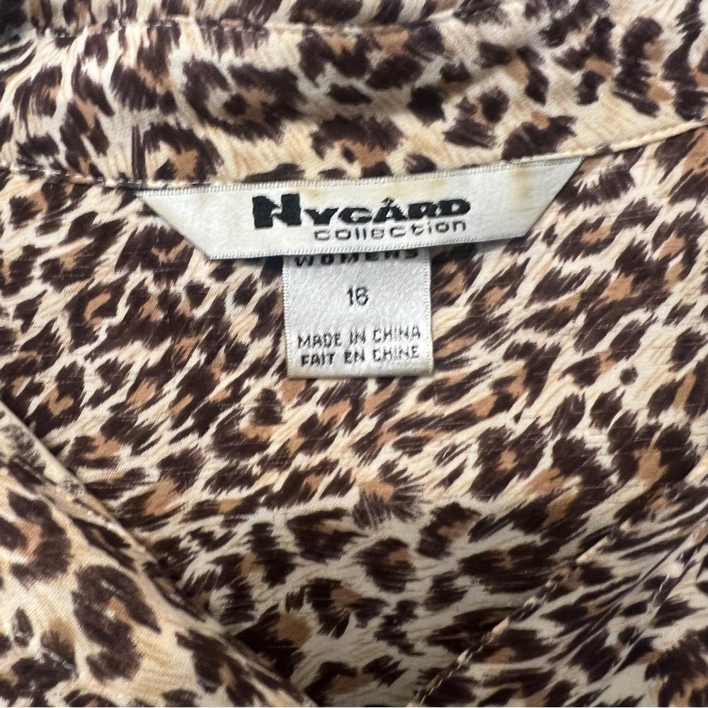 Brown Leopard Print Women's Top sz 16 - Picture 5 of 13